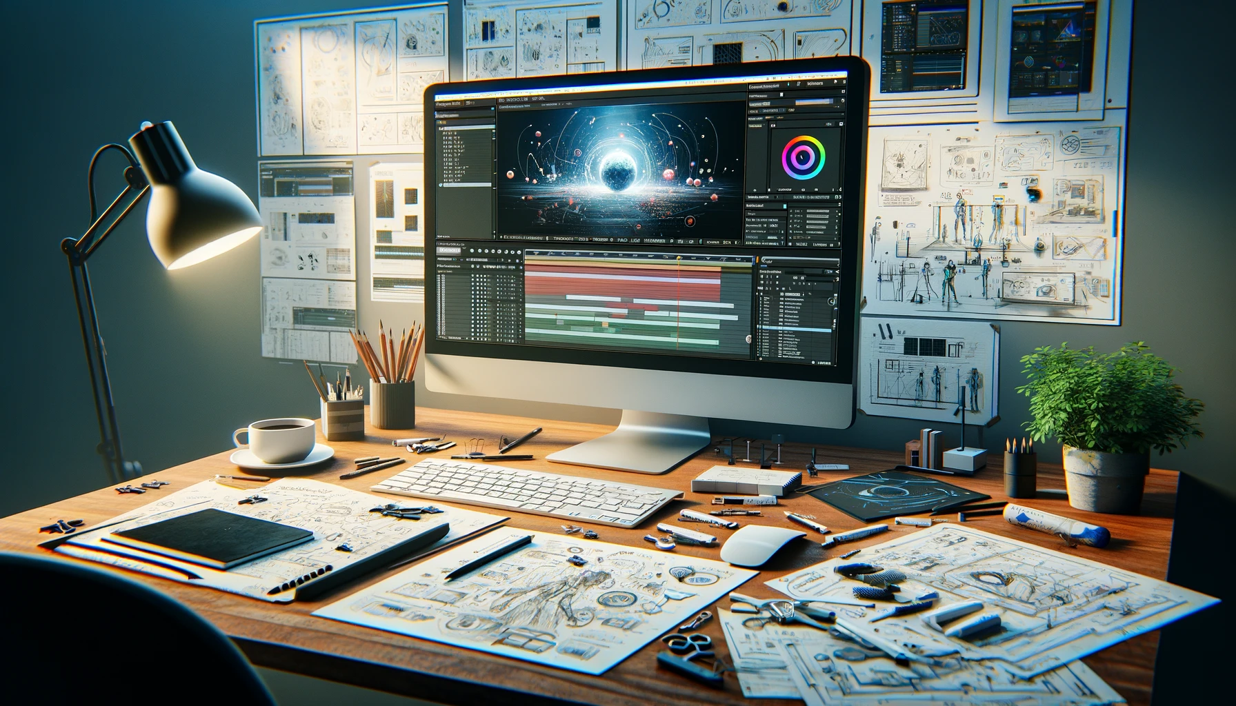 creative workspace where Adobe After Effects is open on a computer screen